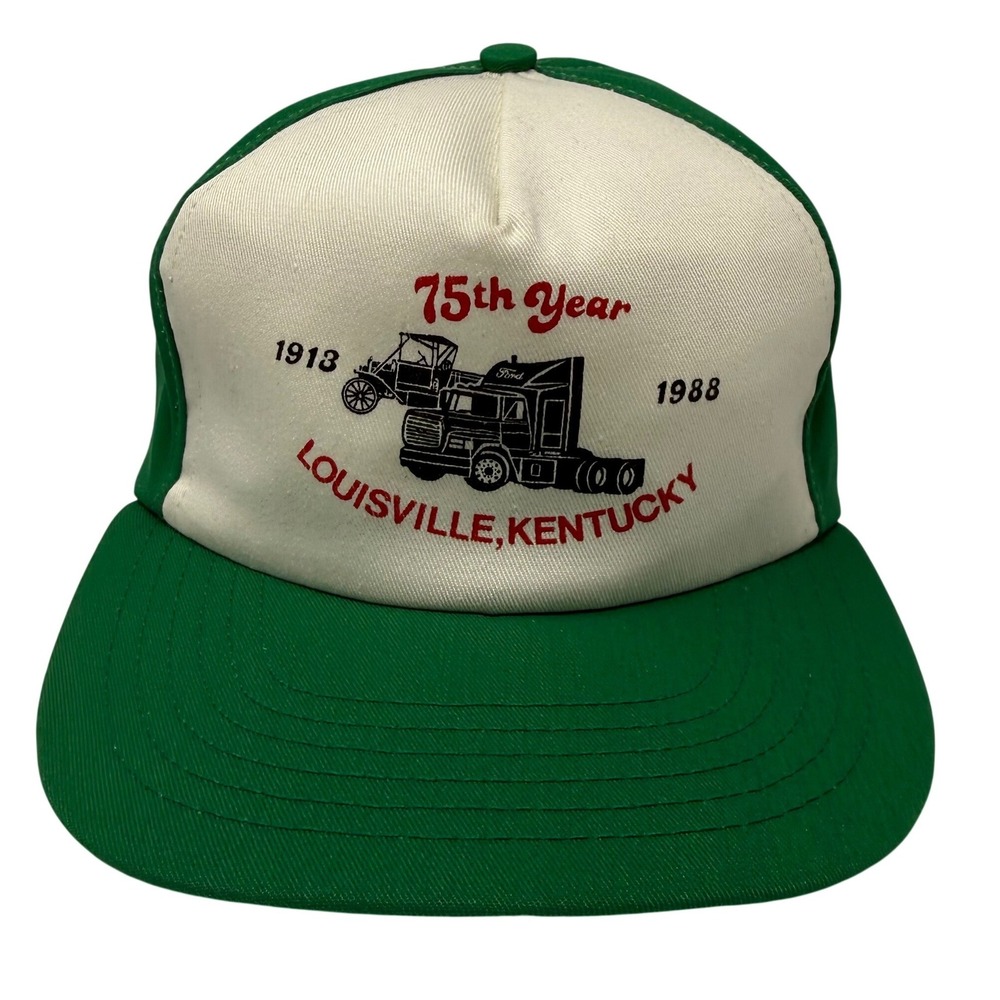 Vintage Ford Truck Plant Trucker Hat Mens Green White 1988 75th Year